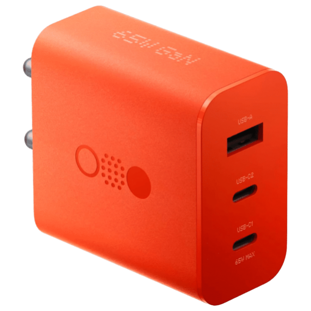 Nothing C332 65W Type A and Type C 3-Port Fast Charger (Adapter Only, GaN Technology, Orange)