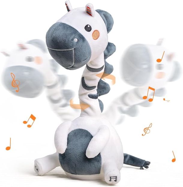 Dancing Talking Zebra Toy, Mimicking Twisting Electronic Soft Plush Toy with Record & Repeating What You Say